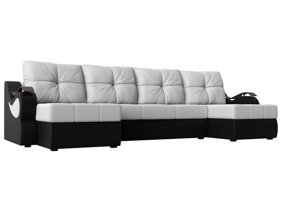 П-образный диван Меркурий П, Белый/черный (экокожа) в Элисте - изображение