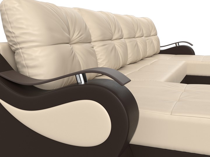 П-образный диван Меркурий П, Бежевый/коричневый (экокожа) в Элисте - изображение 3