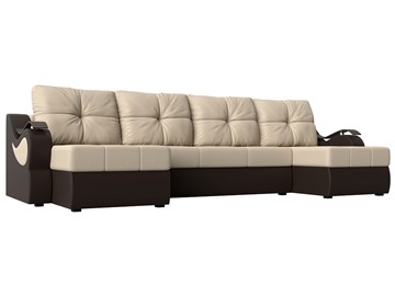 П-образный диван Меркурий П, Бежевый/коричневый (экокожа) в Элисте - предосмотр