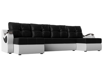 П-образный диван Меркурий П, Черный/белый (экокожа) в Элисте