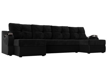П-образный диван Меркурий П, Черный\Черный (Велюр\Экокожа) в Элисте