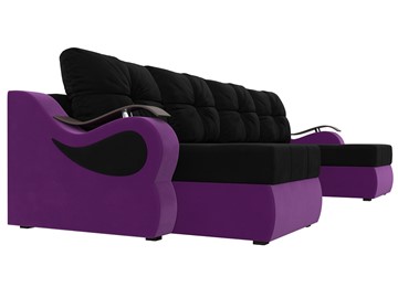 П-образный диван Меркурий П, Черный/фиолетовый (вельвет) в Элисте - предосмотр 2