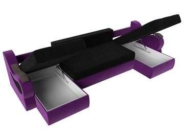 П-образный диван Меркурий П, Черный/фиолетовый (вельвет) в Элисте - предосмотр 6