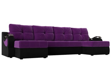 П-образный диван Меркурий П, Фиолетовый/черный (вельвет) в Элисте - предосмотр