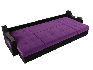 П-образный диван Меркурий П, Фиолетовый/черный (вельвет/экокожа) в Элисте - предосмотр 5