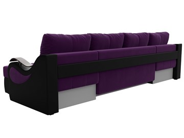 П-образный диван Меркурий П, Фиолетовый/черный (вельвет/экокожа) в Элисте - предосмотр 7