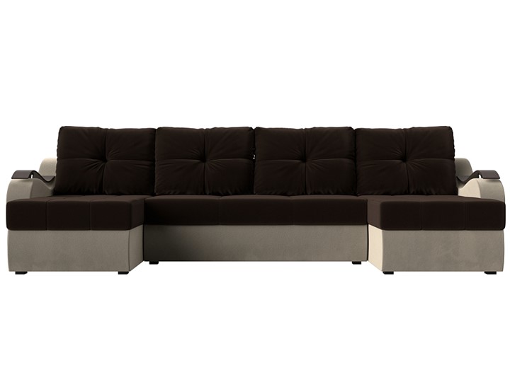 П-образный диван Меркурий П, Коричневый/бежевый (вельвет) в Элисте - изображение 1