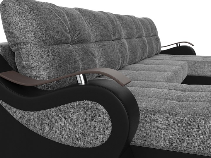 П-образный диван Меркурий П, Серый/черный (рогожка/экокожа) в Элисте - изображение 3