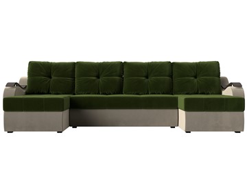 П-образный диван Меркурий П, Зеленый/бежевый (вельвет) в Элисте - предосмотр 1
