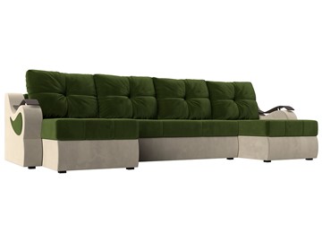 П-образный диван Меркурий П, Зеленый/бежевый (вельвет) в Элисте - предосмотр