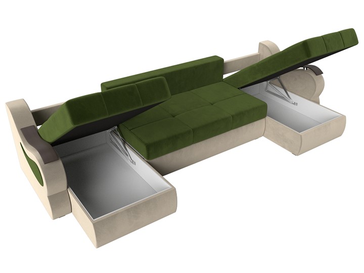 П-образный диван Меркурий П, Зеленый/бежевый (вельвет) в Элисте - изображение 6