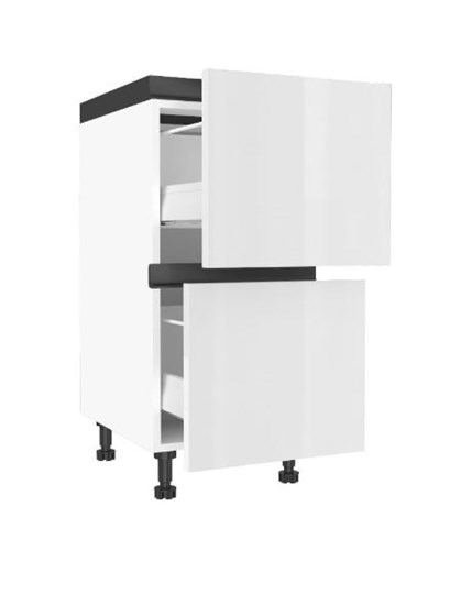 Кухонная тумба 400 Шервуд, ЛД 281.590.000.149, 2 ящика Люкс (4), Белый/Белый глянец в Элисте - изображение 1