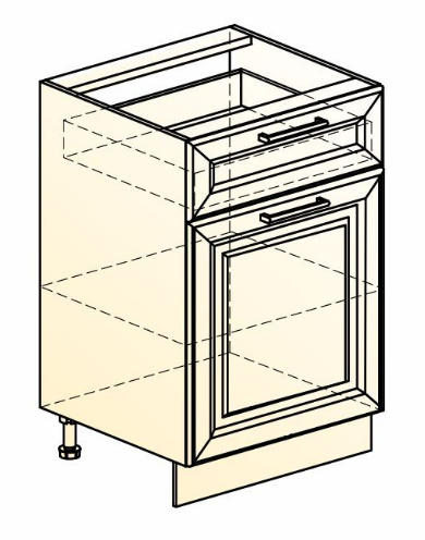 Тумба кухонная Мишель L500 (1 дв. гл. 1 ящ.) эмаль (белый/белый) в Элисте - изображение 1
