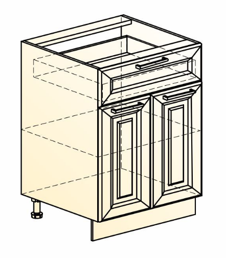Тумба кухонная Мишель L600 (2 дв. гл. 1 ящ.) эмаль (белый/белый) в Элисте - изображение 1