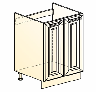 Шкаф рабочий Мишель под мойку L600 (2 дв. гл.) эмаль (белый/белый) в Элисте - предосмотр 1
