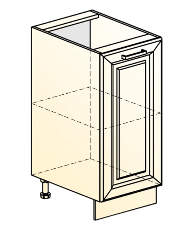Тумба на кухню Атланта L300 (1 дв. гл.) эмаль (белый/белый глянец патина золото) в Элисте - изображение 1