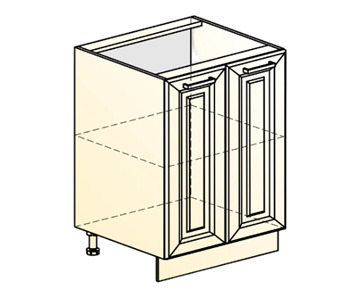 Кухонная тумба Атланта L600 (2 дв. гл.) эмаль (белый/белый глянец патина золото) в Элисте - предосмотр 1