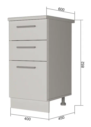 Кухонная тумба 3 ящика Н3Я 40, Мокко/Белый в Элисте - изображение