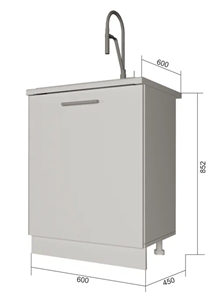 Кухонная тумба НМ 60, Серый/Антрацит в Элисте - предосмотр 1