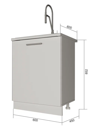 Кухонная тумба НМ 60, Серый/Антрацит в Элисте - изображение 1