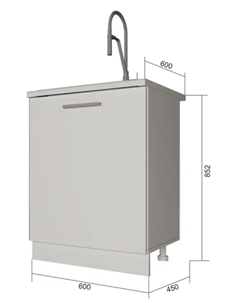 Кухонная тумба под мойку НМ 60, Сатин/Белый в Элисте - изображение