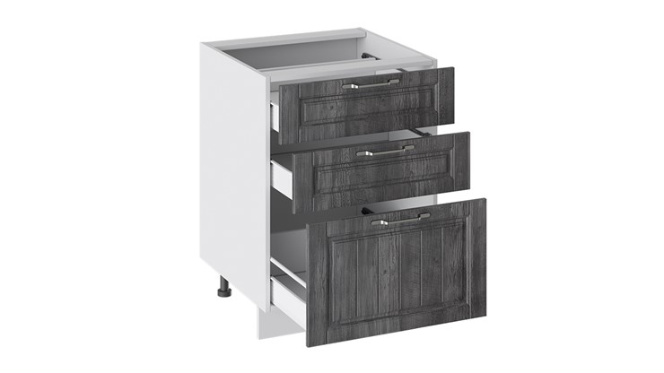 Кухонная тумба Прованс (Белый глянец/Санторини темный) с 3-мя ящиками Н3я_72-60_3Я в Элисте - изображение 1
