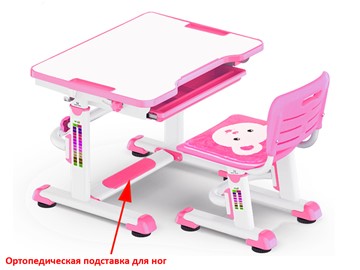 Растущая парта и стул Mealux BD-08 Teddy, pink, розовая в Элисте - предосмотр