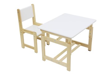 Растущий комплект мебели POLINI Kids ECO 400 SM 68Х55 Белый / Натуральный в Элисте - предосмотр
