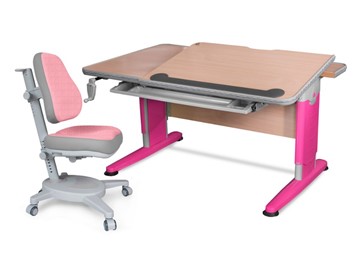 Кресло и растущая парта Mealux Detroit + Onyx BD-320 NT/R-L + Y-110 DPG, клен/розовый в Элисте
