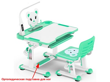 Растущая парта + стул Mealux EVO BD-04 Teddy New XL, с лампой, green, зеленая в Элисте - предосмотр