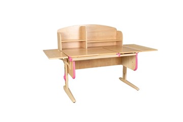 Растущий стол 1/75-40 (СУТ.25) + Polka_b 1/550 (2 шт.) + Polka_n 1/1200  бежевый/бежевый/розовый в Элисте