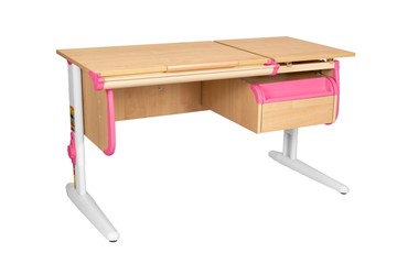 Детский стол-трансформер 1/75-40 (СУТ.25) + Tumba 1 Бежевый/Белый/Розовый в Элисте