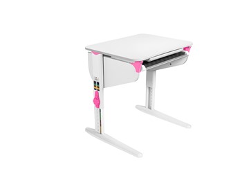 Растущий стол 5/75 (СУТ. 44) Белый/Белый/Розовый с лотком без полок в Элисте