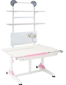 Детский стол-трансформер Эргономик G6-S с газлифтом и большим пеналом, Белый + Розовый в Элисте - предосмотр 2
