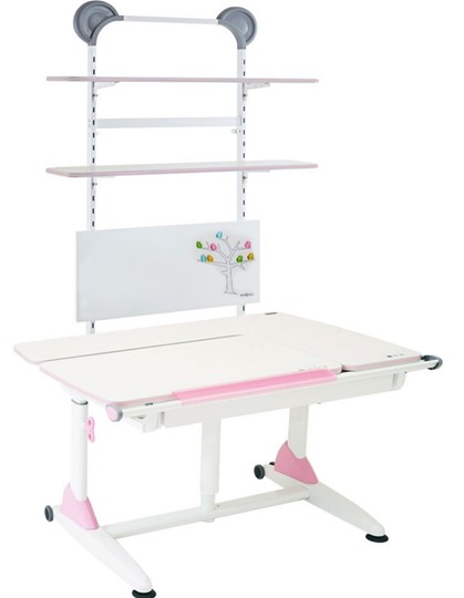 Детский стол-трансформер Эргономик G6-S с газлифтом и большим пеналом, Белый + Розовый в Элисте - изображение 2