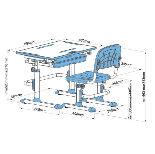 Растущая парта и стул Karo Blue в Элисте - изображение 4