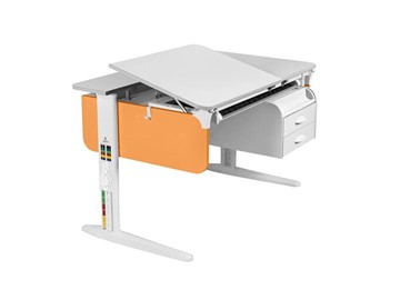 Детский стол-трансформер L/70-45 (СУТ.62)  + Tumba 7 белый-оранжевый/белый/белый с лотком в Элисте - предосмотр