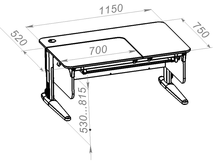 Растущий стол L/70-45 (СУТ 62) с лотком, белый/белый/лаванда в Элисте - изображение 1