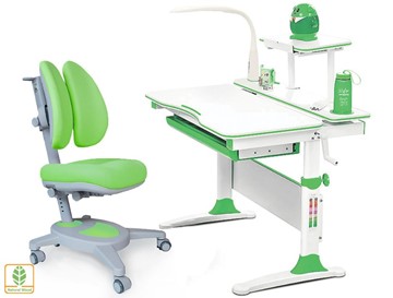 Растущая парта + стул Комплект Mealux EVO Evo-30 Z (арт. Evo-30 Z + Y-115 KZ), серый, зеленый в Элисте
