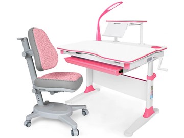 Растущая парта + стул Комплект Mealux EVO Evo-30 BL (арт. Evo-30 BL + Y-115 KBL), серый, розовый в Элисте