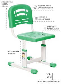 Растущие парта + стул SET HOLTO-17А, зеленый в Элисте - предосмотр 4