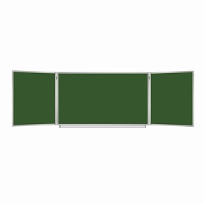 Доска  для мела 3-х элементная 100х150/300 см, 5 рабочих поверхностей, зеленая, BRAUBERG, 231707 в Элисте - предосмотр